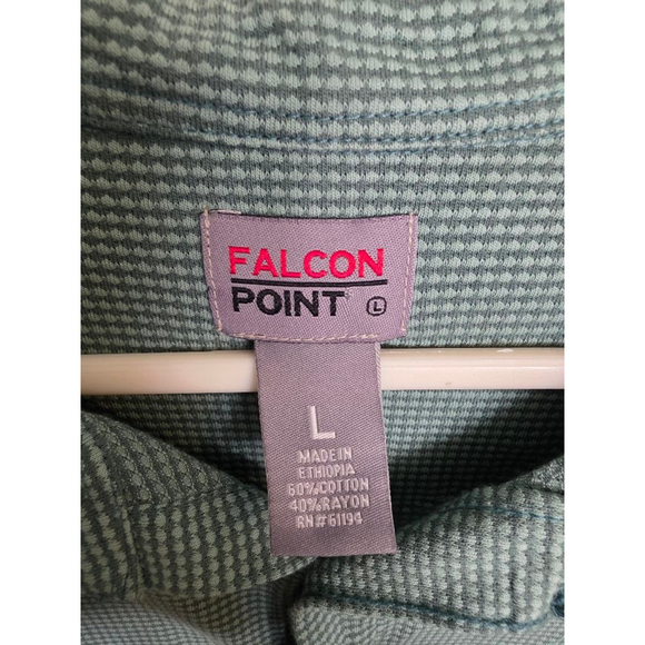 Men's Falcon Point Button-Down‎ Shirt, Size L, Green and white checkers - Picture 5 of 6
